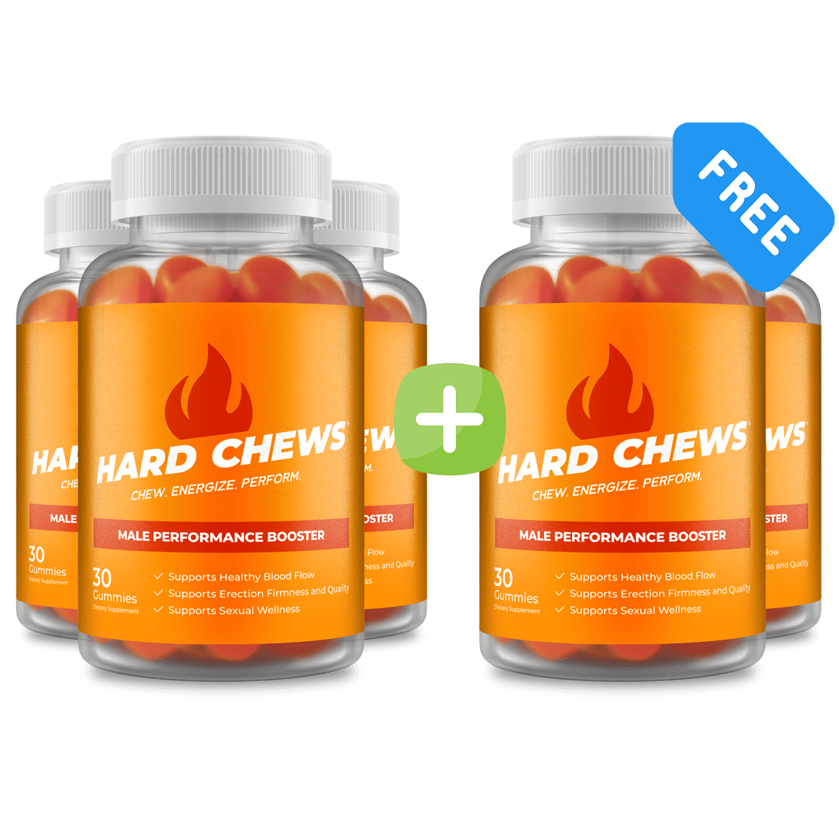 HARD CHEWS® - Mens Vitality Gummies - BUY 3 GET 2 FREE - $43/bottle